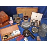 Collectables, a quantity of assorted vintage collectables to include a copper samovar, wooden boxes,