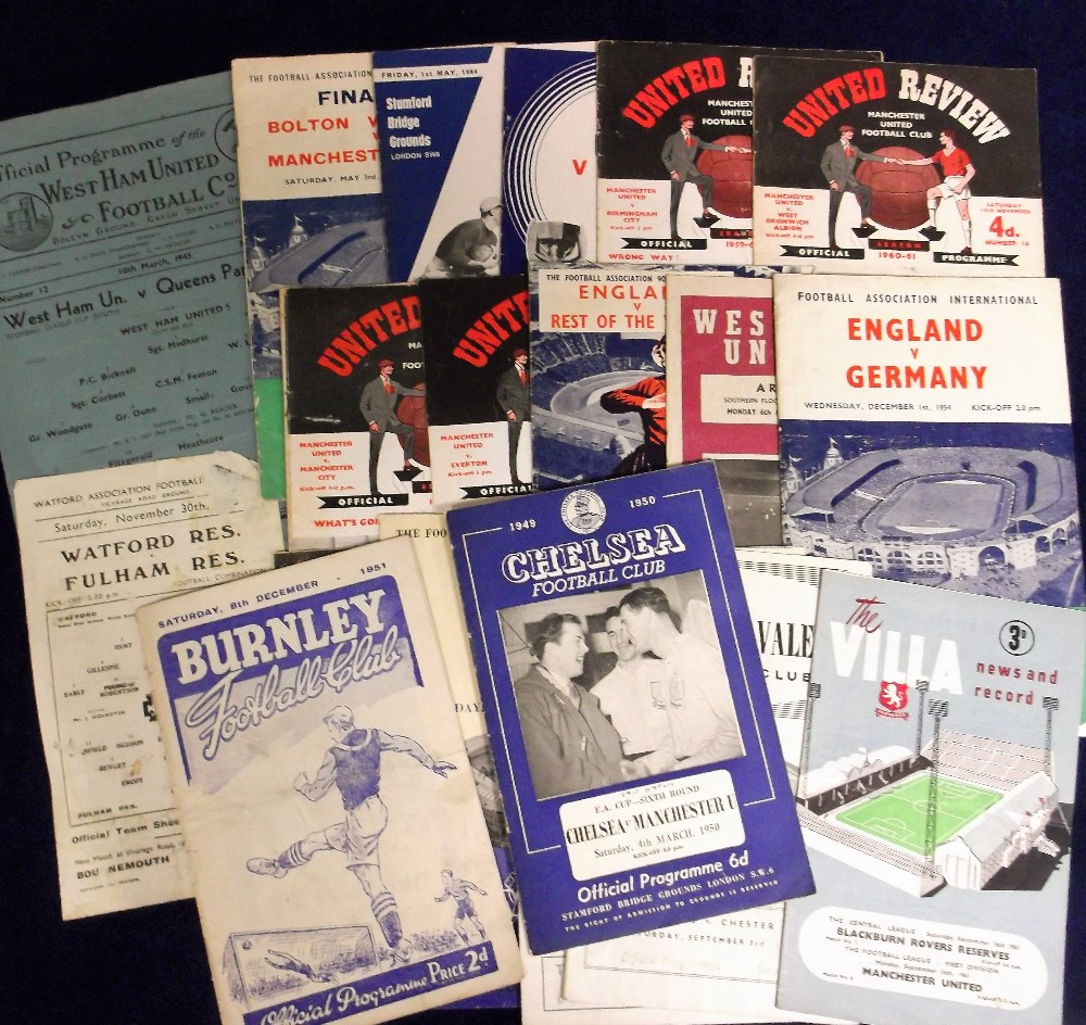 Football Programmes, selection of 20 1940s/60s inc. West Ham v QPR 10th March 1945, Watford Res v