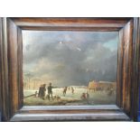 Collectables, 2 pictures, one a winter scene in heavy wooden frame (image size approx 41 x 34 cms)