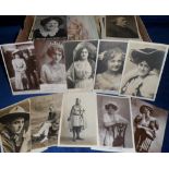 Postcards, a miscellaneous assortment inc. greetings, foreign, comic, artist-drawn, Edwardian actors