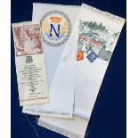 Collectables, Woven Silks, three silk menu cards from Hotel Negresco, Nice, Saint Etienne & Jacob