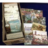 Postcards, a box of approx 800 mainly topographical artistic cards in alpha order A-Z, artists