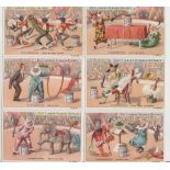 Trade cards, Liebig, two scarce Dutch Language issue sets, Clowns Pranks S747 and Uncle Tom's