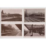 Postcards, Railway Stations, 5 RP's, Kettering, Beeston, Leicester, Sidmouth & Larocque (Jersey)