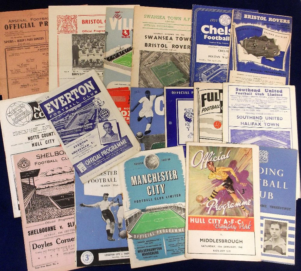 Football programmes, a selection of 1940/50's issues inc. Everton v Sheffield Utd 48/49, Hull v