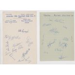 Football autographs, selection of signatures on extracted album pages and official club paper,