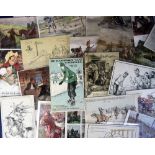 Postcards, Military, World War 1 mixed Patriotic selection inc. artist-drawn, German, Red Cross,