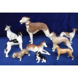 Collectables, 9 ceramic dogs - with 7 greyhound racing related inc. a large model of 'Suez Canal,