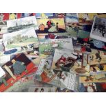 Postcards, Comic, a collection of approx 110 comic cards illustrated by Tom Browne inc. sets of 6 '