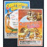 Circus Posters, 2 Chipperfield's Circus posters advertising performances at Southsea Common &