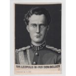 Postcard, Woven silk, showing Belgian Prince Leopold 3rd, 'Roi Des Belges' by Jilaz (sl creasing) (