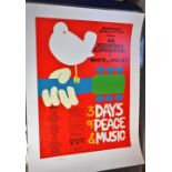 Music Memorabilia, two posters, Woodstock 1969 second print poster signed by Arnold Skolnick (