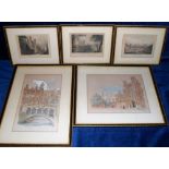 Collectables, 5 prints of St. John's College, Cambridge. Engraved by J Le Keux 'Published for the