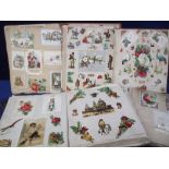 Ephemera, 4 albums of Victorian scraps (laid down). Subjects include Father Christmas, animals,