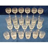 Collectables, a quantity of cut glass - 6 wine glasses, 6 spirit tumblers, 6 small spirit tumblers