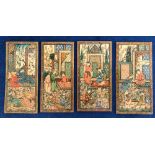 Collectables, 4 C19th hand painted Mughal miniature panels on bone depicting scenes of gift giving