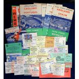 Football Programmes, England programmes 1953-68 (31) all old Wembley style plus tickets (20) noted