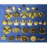 Militaria, assorted military black painted badges (Machine Gun Corps, Pioneer, Marksman etc) and