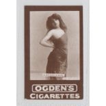 Cigarette card, Ogden's, Actresses, Tabs type, 'Laparcerie' front in dark brown, plain back,
