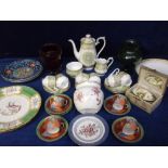 Collectables, a boxed Oriental style brush and comb set, 4 Japanese cups and saucers and a large