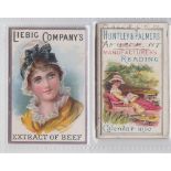 Trade cards, two calendar cards, Liebig, fold-out card with centre calendar for 1890 (some wear) &