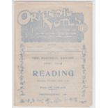 Football programme, Clapton Orient v Reading 22 Dec 1928, Div 2, (gd) (1)