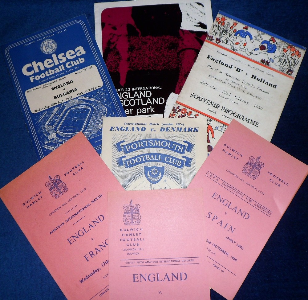 Football programmes, minor International selection inc. England 'B' v Holland 1950 (at Newcastle),