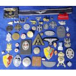 Militaria, 50 German badges etc, a mixture of original and reproduction to include Waffen SS dog