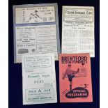 Football programmes, four 1940's issues, Watford v Exeter 47/8, Plymouth v Bury 48/9, Brentford v