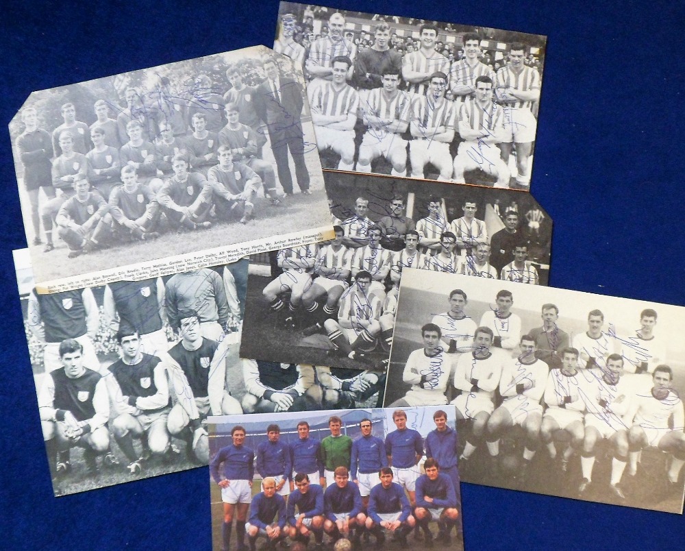 Football autographs, selection of 7 magazine/newspaper team group pictures bearing various