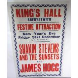Music Poster, Shakin Stevens & The Sunsets, a gig poster from Kings Hall Aberystwyth 31 Dec 1971,