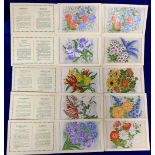 Tobacco silks, Wix, Kensitas Silk Flowers, 'P' size, 10 cards, 6 with printed backs, 4 with plain