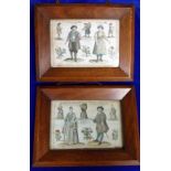 Collectables, 2 oak framed, hand coloured engravings by Martin Englebrecht (1684-1756). One