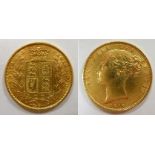 Gold coin, GB, QV, full gold sovereign, 1848, full shield to reverse EF (1)