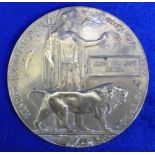 Militaria, WWI death plaque/penny for John Belmont Jewell (appears to be original but viewing