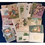 Postcards, Greetings and Art cards, a collection of 80+ cards mainly 1905 - 1950's period inc.