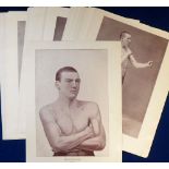 Boxing, a collection of 58 sepia prints of Boxers each approx 13" x 10" published by The Pugilist