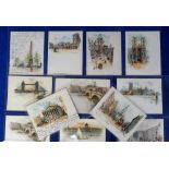 Postcards, early cards, a collection of 17 coloured early cards of London, mainly court size pub