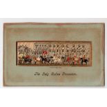 Stevengraph, 'The Lady Godiva Procession' woven silk picture in original Thomas Stevens card mount