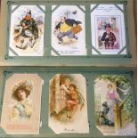 Postcards, a mixed collection in 3 vintage albums inc. Tyler's Green and Penn (Bucks) RP's, Father