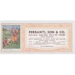 Trade issue, Ferranti, Son & Co, advertising blotter with illustrated golf image (vg) (1)