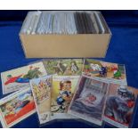 Postcards, a mixed age collection of 200+ Comic cards with many post-war Bamforth, in duplication,