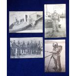 Postcards, Deep Sea Diving, 4 cards, Diver returning to boat St Nazare, Deep Sea Divers Team pub