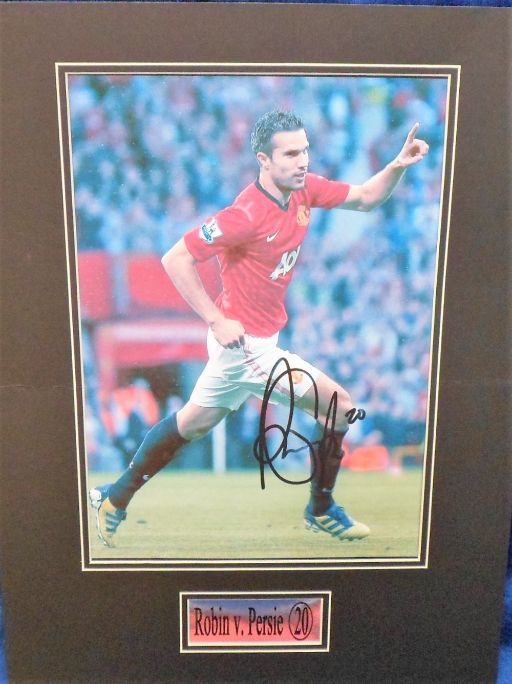 Football autograph, Manchester United, Robin Van Persie, a colour print showing goal celebration,