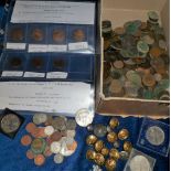 Coins etc, box of GB coins, mostly Bronze, inc. pennies, halfpennies etc, also one or two silver