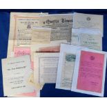 Ephemera, a collection of vintage India related paperwork to include receipts, invitations,