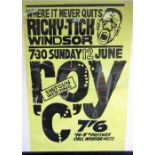 Music poster, Roy C, gig poster from the Ricky-Tik club, Windsor for 12 June 1966, the poster