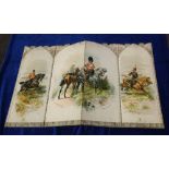 Military, Harry Payne, a scarce four panelled folding card screen in the shape of a castle,