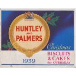Advertising, Huntley and Palmers colour illustrated catalogue for Christmas 1939, 12 pages of superb