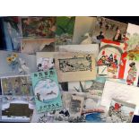 Postcards, Japan, Art collection of 25 cards inc. hand-painted, wood blocks, birds, novelty,